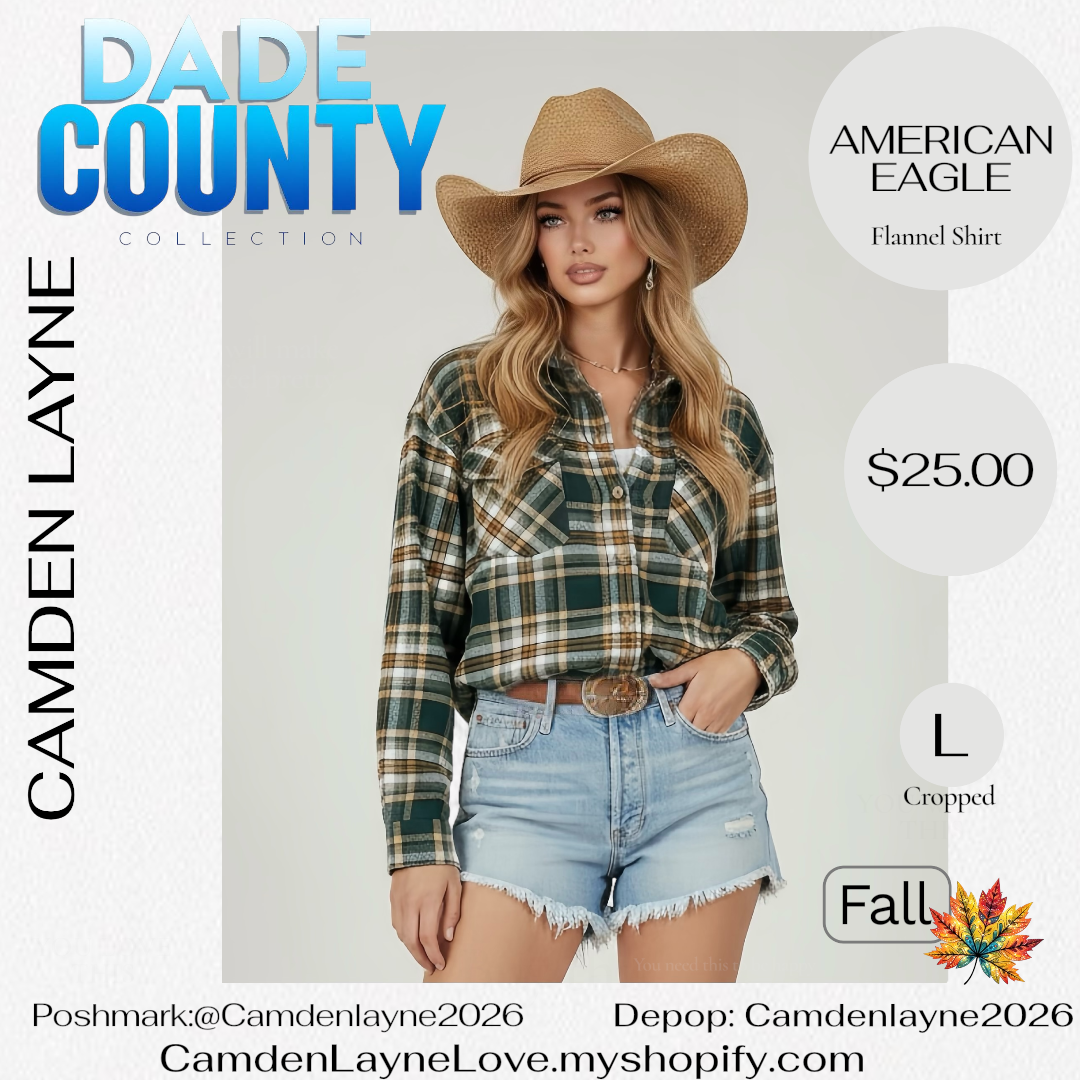 American Eagle Flannel Cropped button down