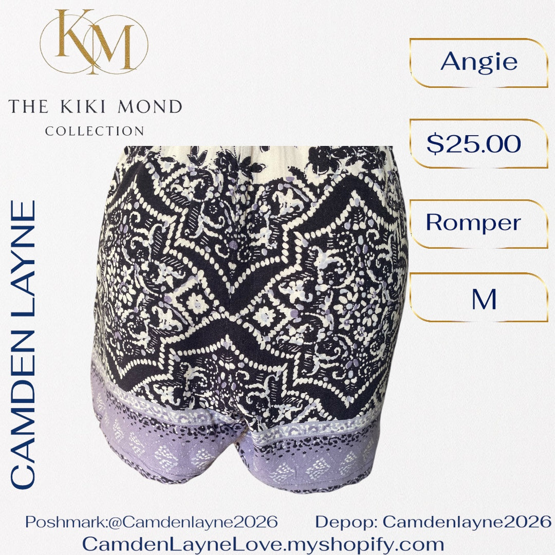 Angie Boho Romper in Black, White & Lilac