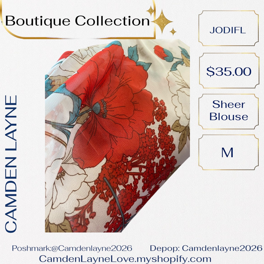 Jodifl Sheer Bell Sleeve Blouse