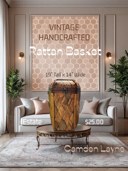 Vintage Handcrafted Rattan Basket - Camden Layne