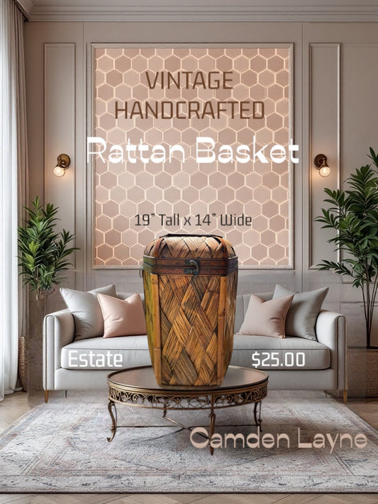 Vintage Handcrafted Rattan Basket - Camden Layne