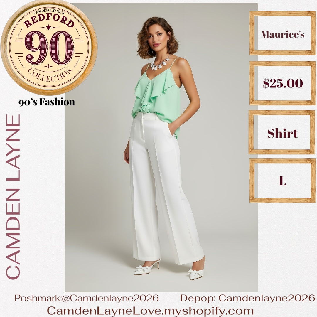 Maurice’s Green Cascading Blouse