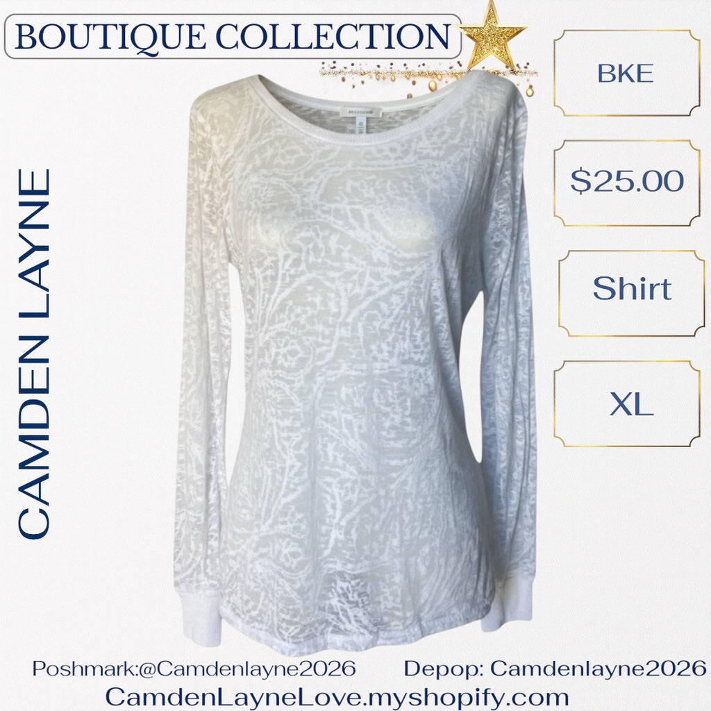 BKE White Semi-Sheer Burnout Blouse