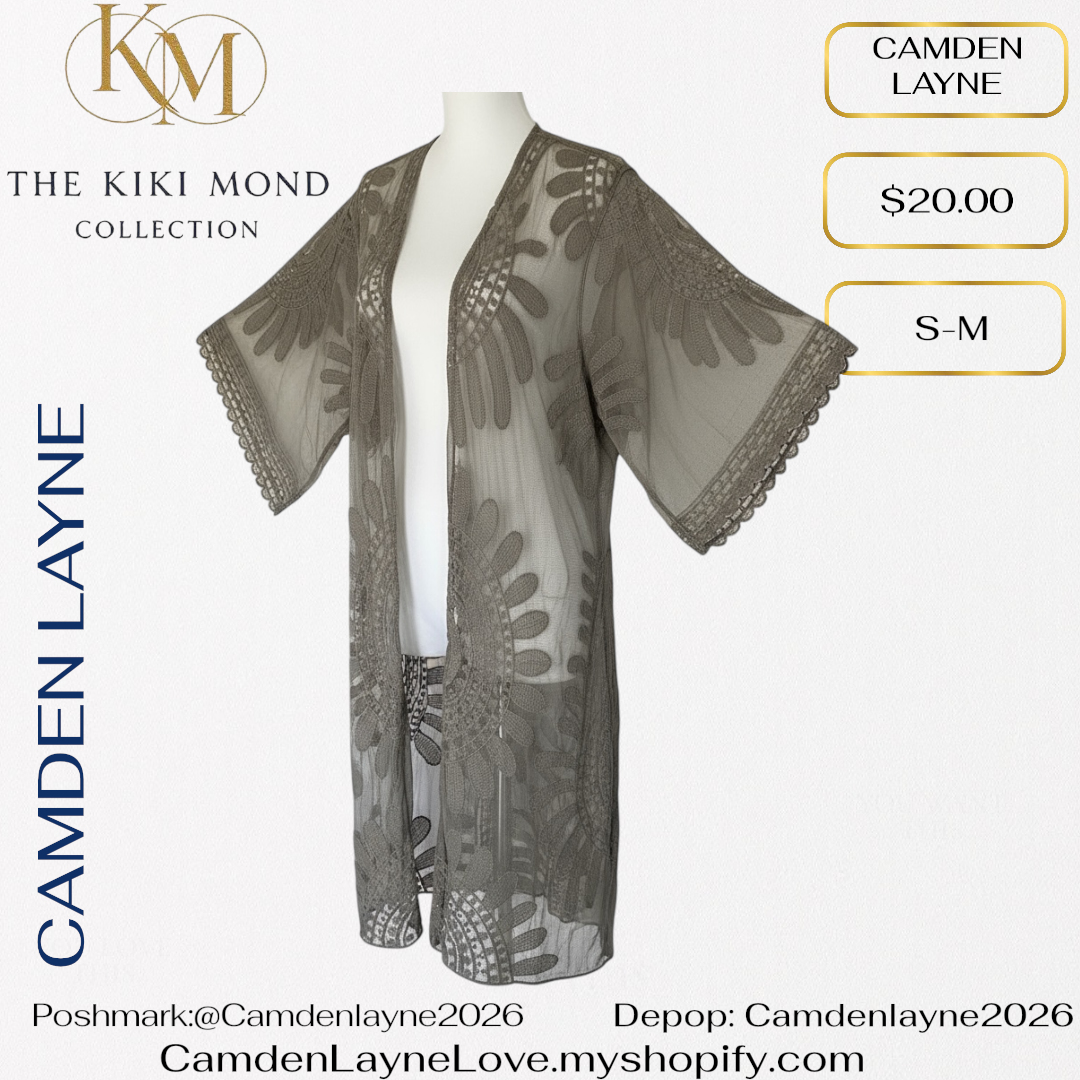 Camden Layne Grey Lace Style Cardigan Kimono