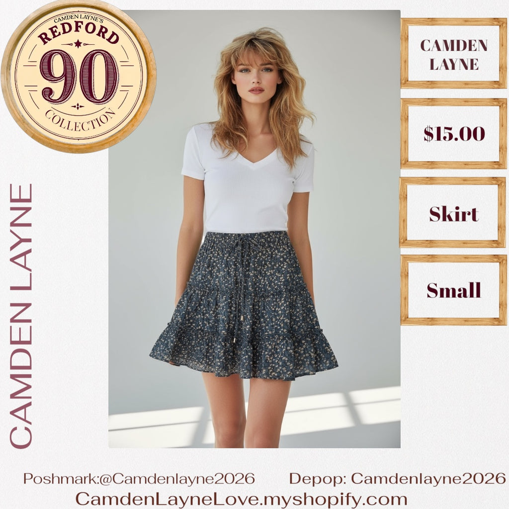 Camden Layne’s Blue Floral Patterned Tiered Skirt