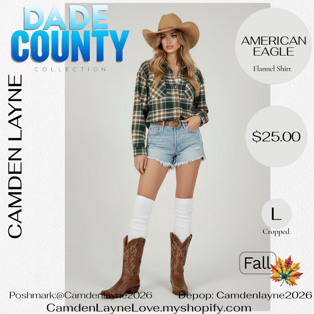 American Eagle Flannel Cropped button down