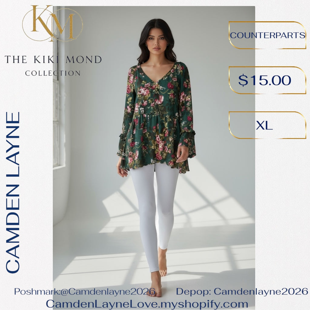 Counterparts Blue Green Floral Blouse