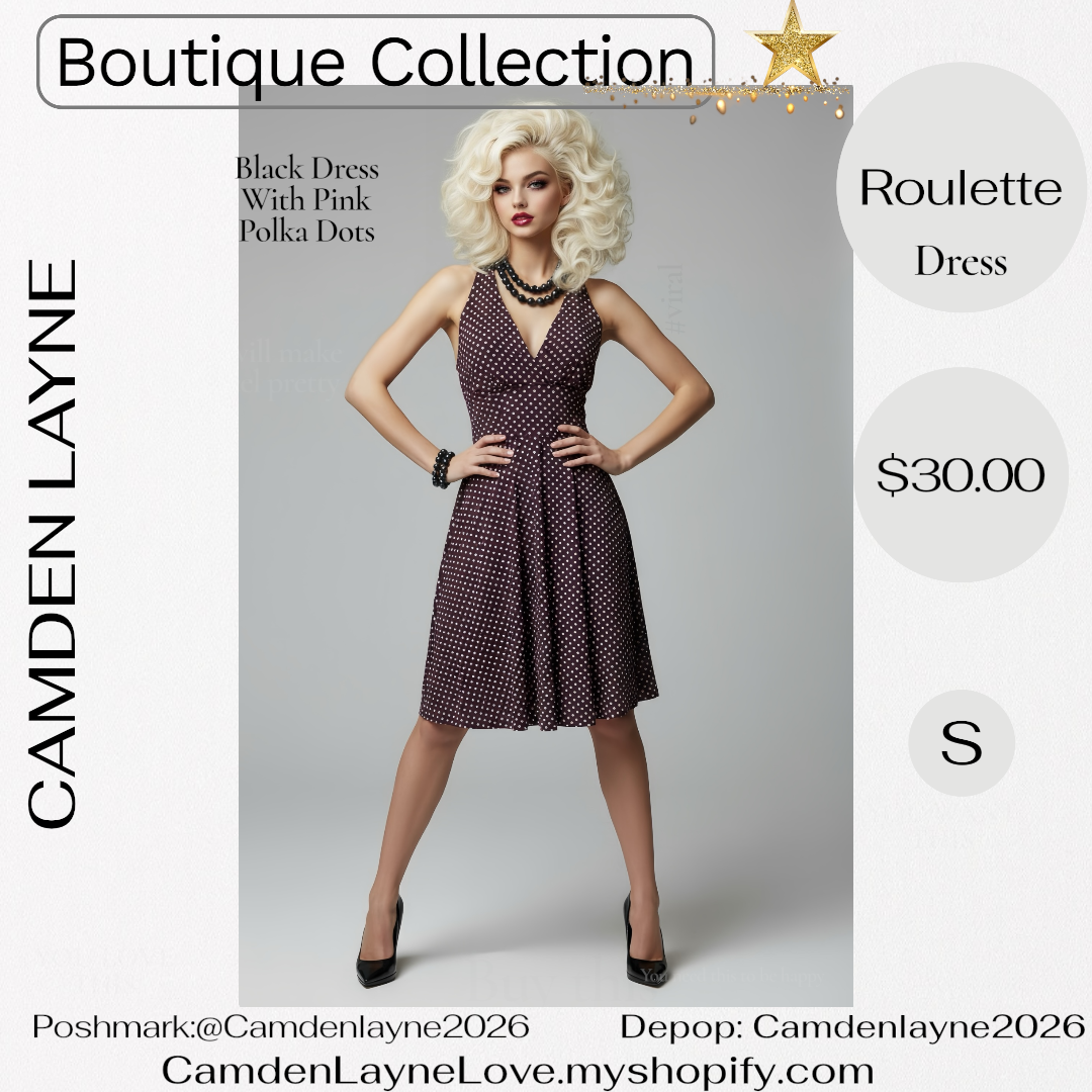 Roulette Black with Pink Polka Dot Dress