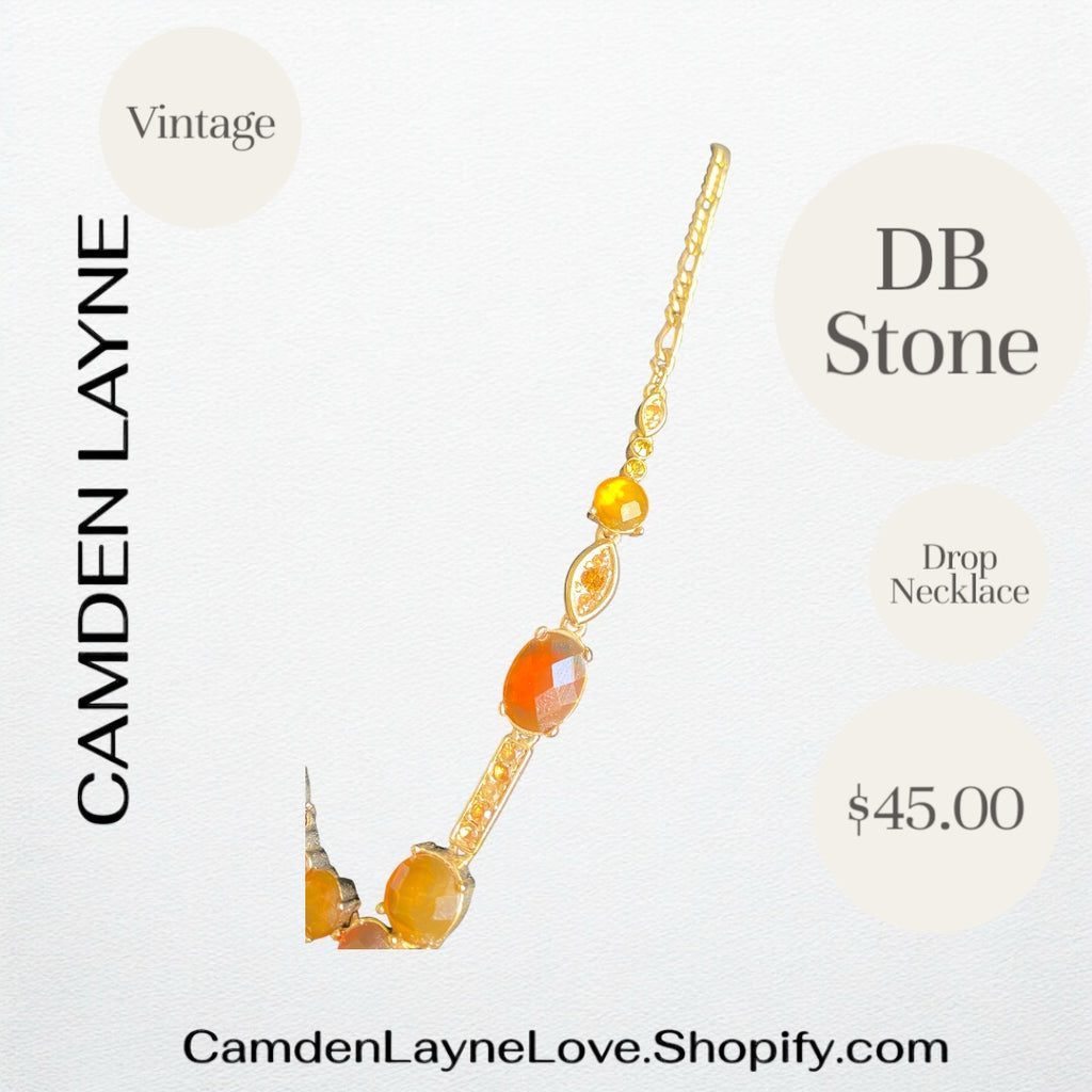 Vintage DB Stone Amber Drop Necklace