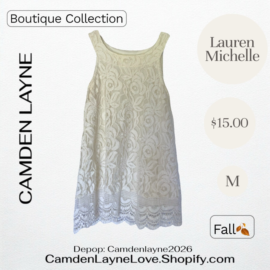 Lauren Michael Embroidered Lace Top