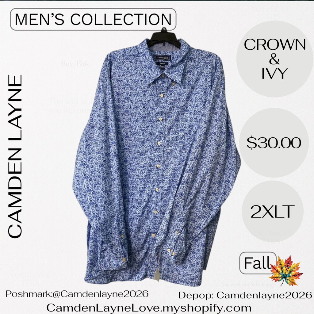 Crown & Ivy Blue Floral Print 2XLT