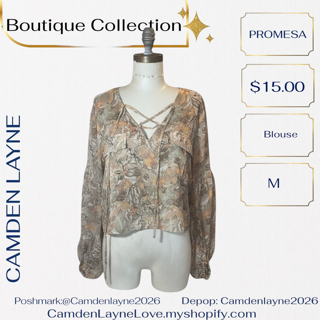 Promesa Cornflower Print Short Blouse