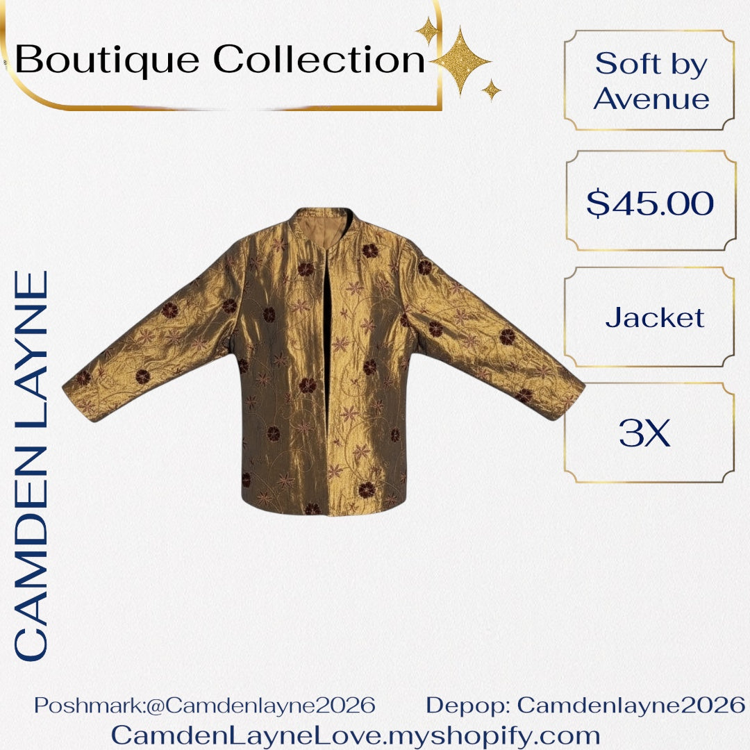 Soft By Avenue Metallic Brocade Jacket