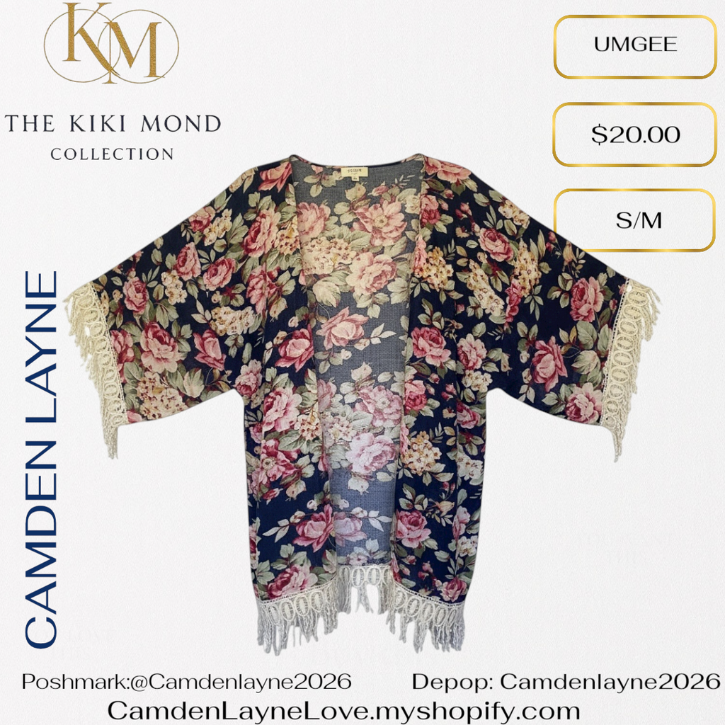 Umgee Floral Lace Bottom Kimono