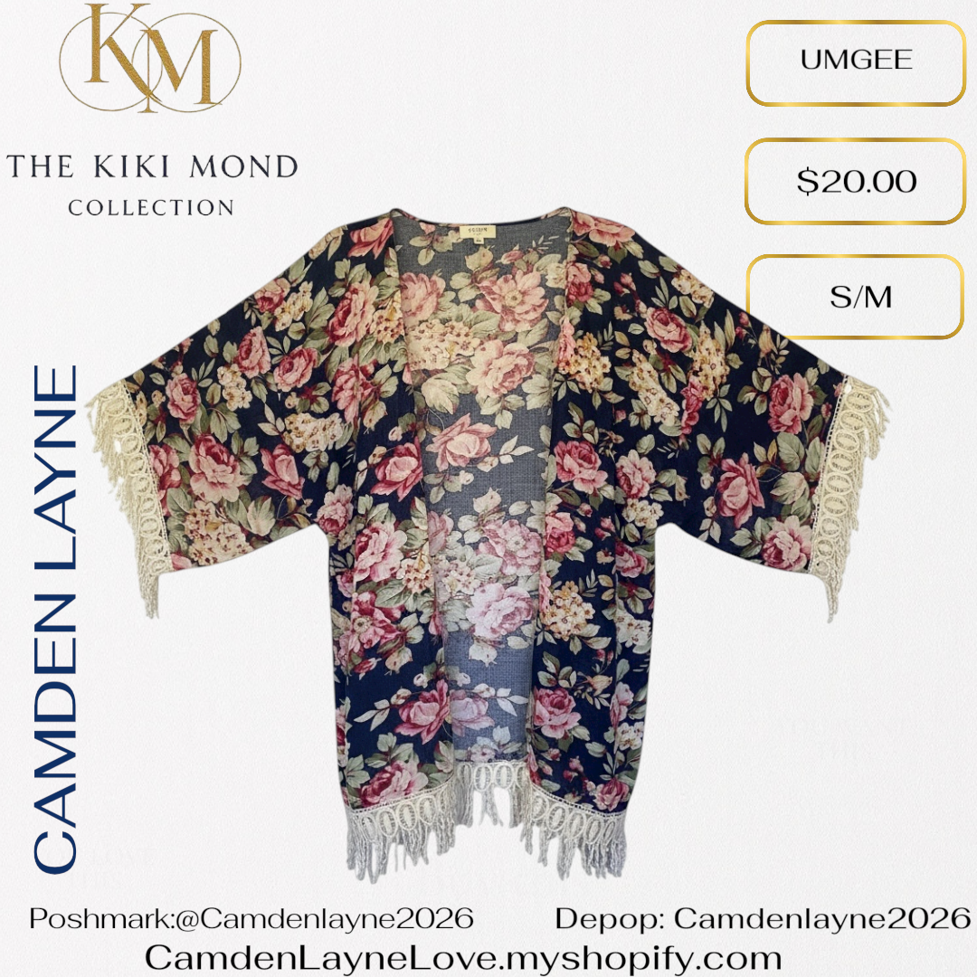 Umgee Floral Lace Bottom Kimono