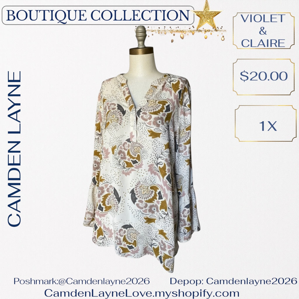 Violet & Clair Tranquil Print will bell sleeves