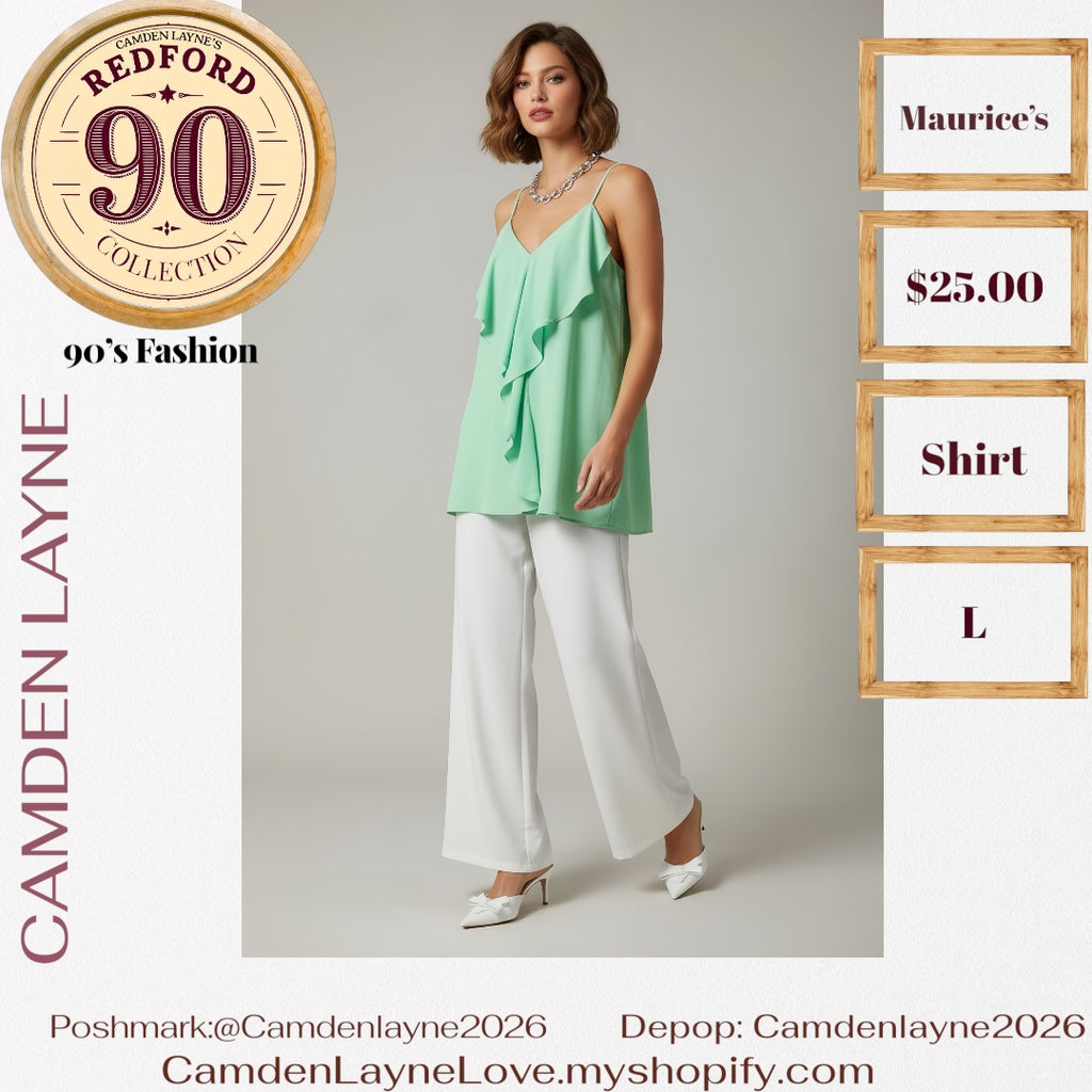 Maurice’s Green Cascading Blouse