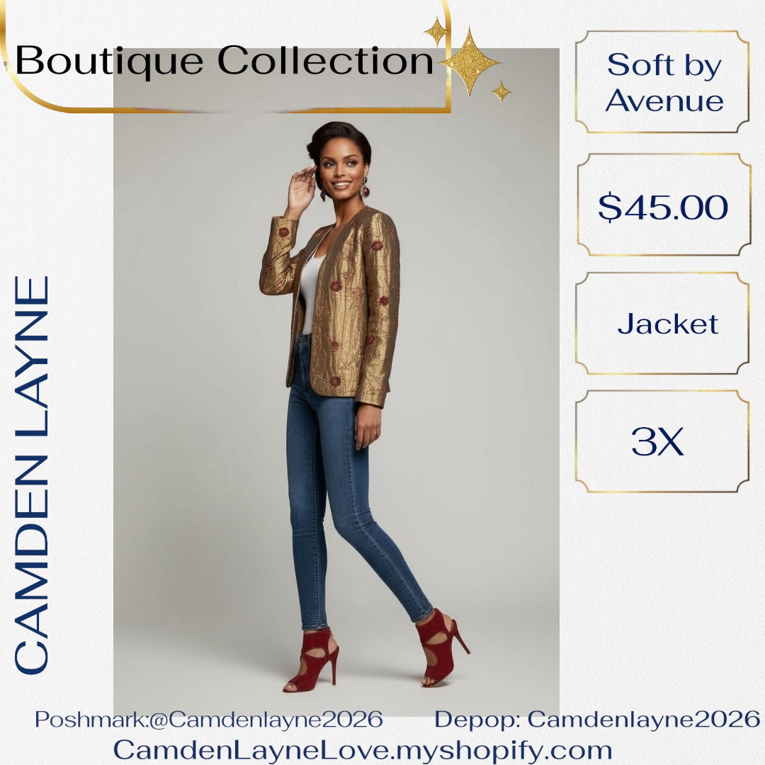 Soft By Avenue Metallic Brocade Jacket