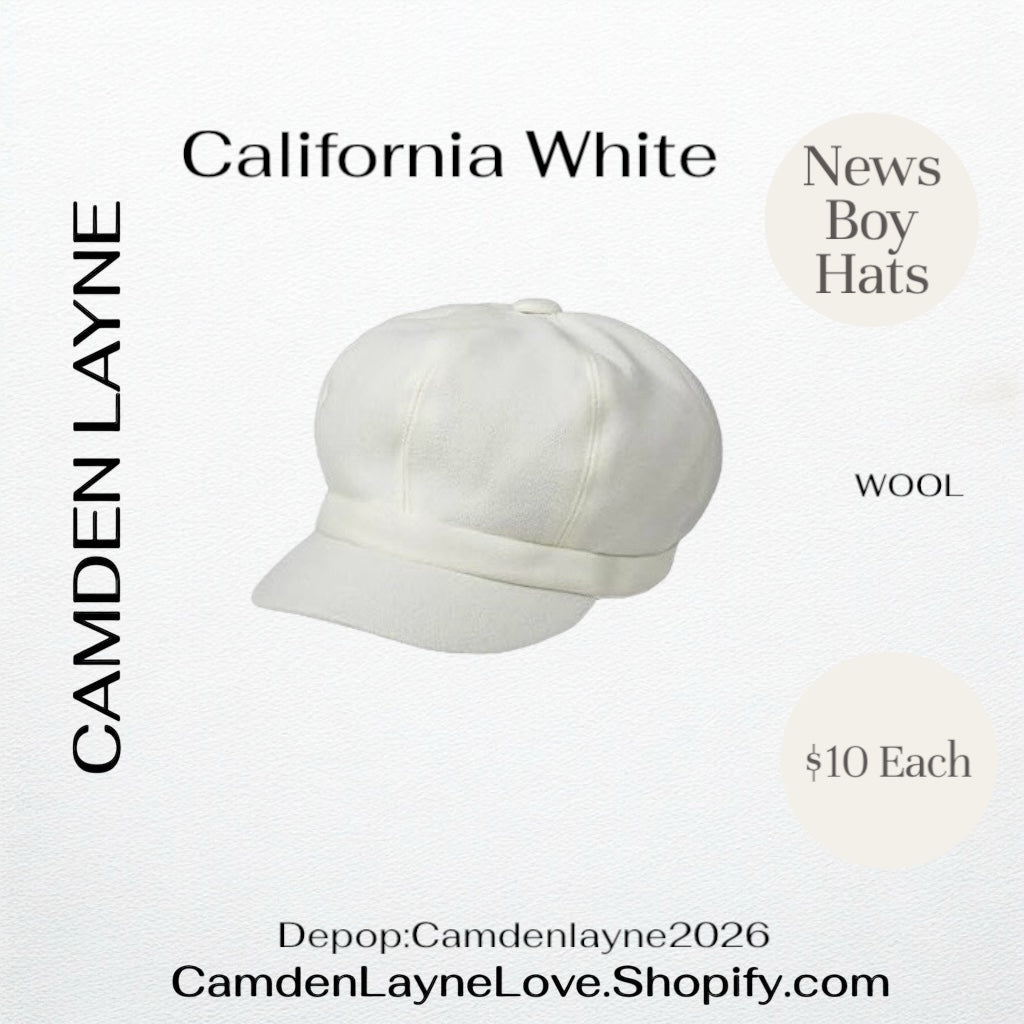 California White Newsboy Hat