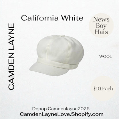 California White Newsboy Hat