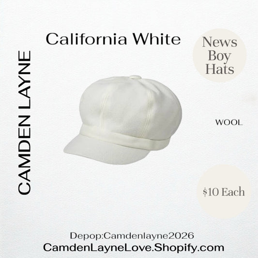 California White Newsboy Hat