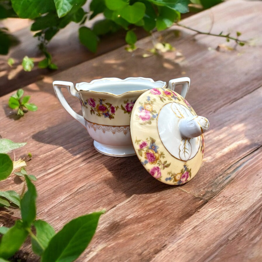 Vintage Gold Castle China Sugar Bowl - Camden Layne