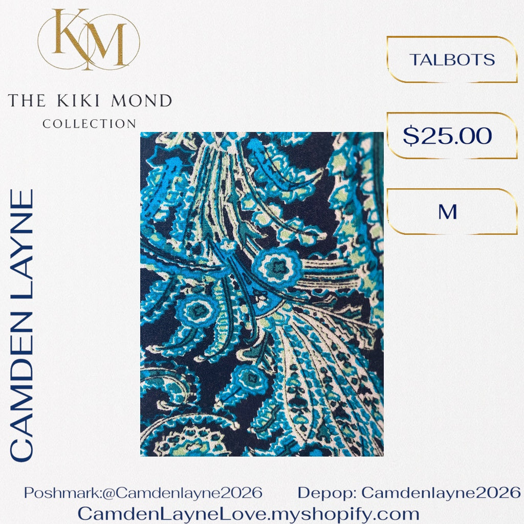 Talbots Blue & Teal Paisley Pants