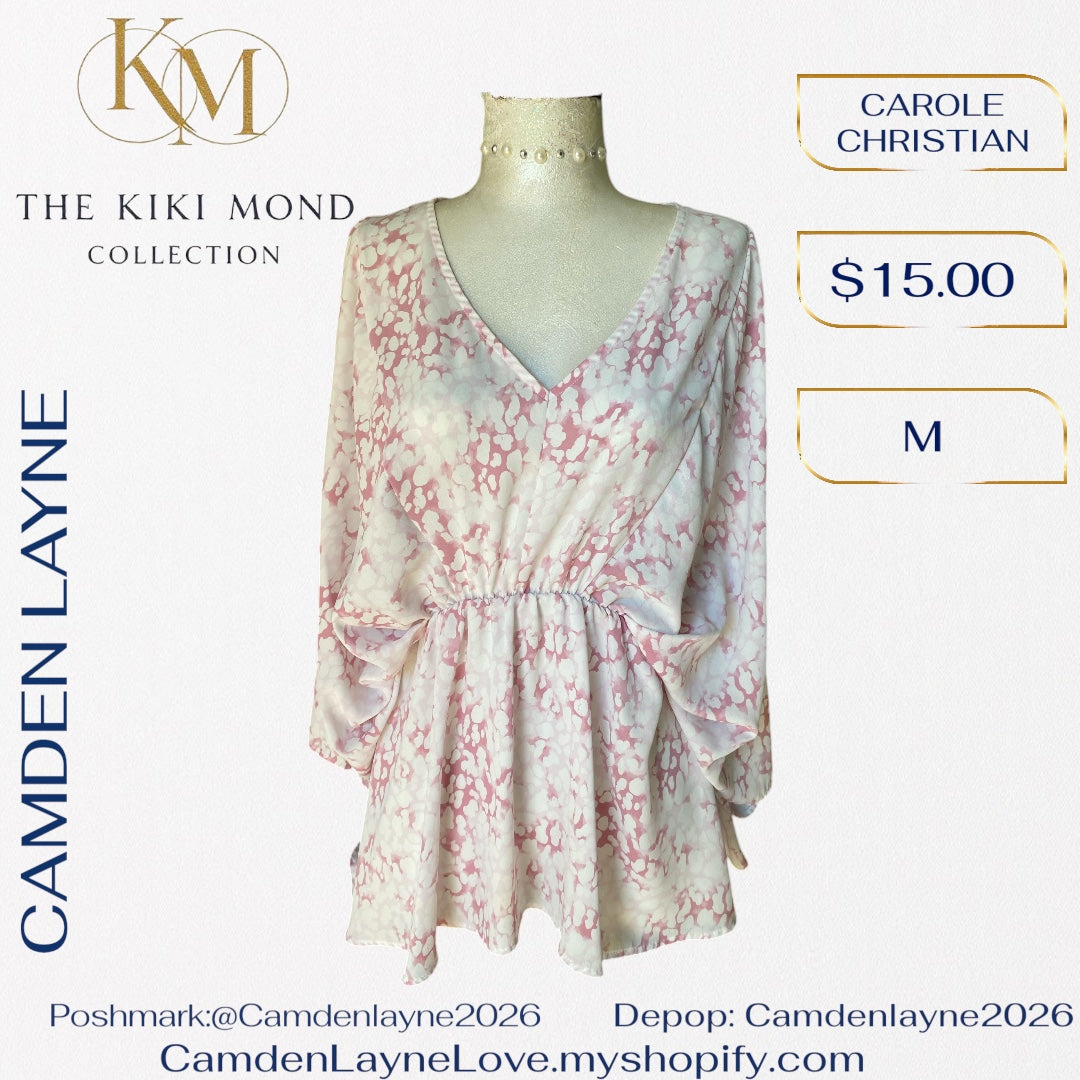 Carol Christian Pink & White Flowing Blouse