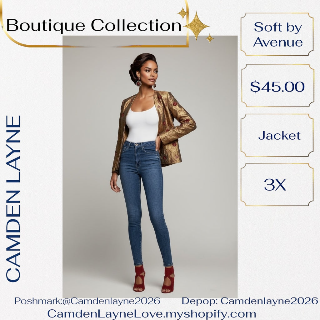 Soft By Avenue Metallic Brocade Jacket