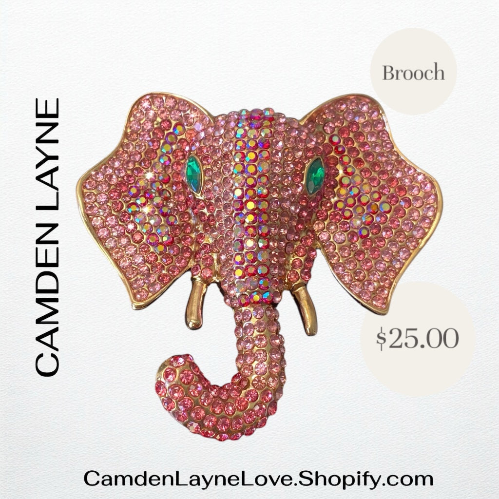 Pink Elephant Brooch