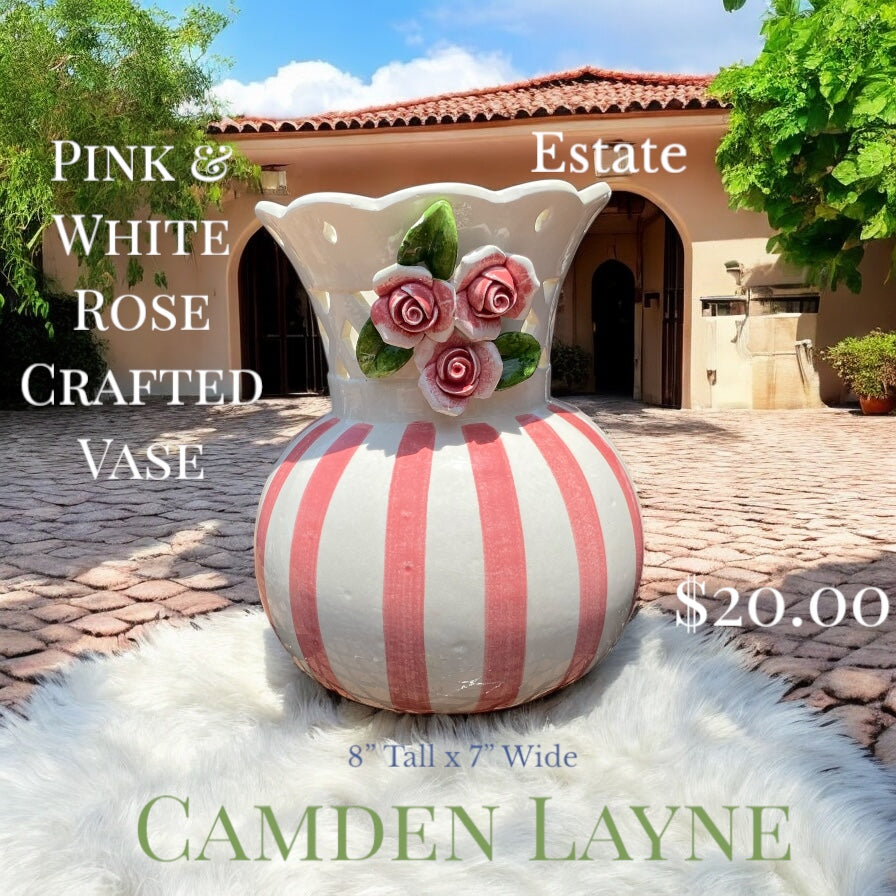 Hand Crafted Pink & White Vase - Camden Layne
