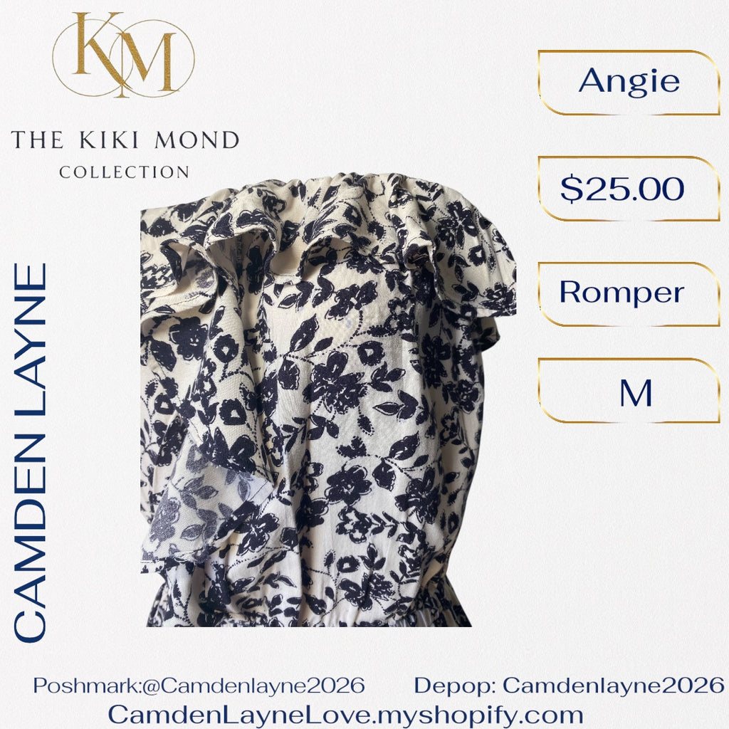 Angie Boho Romper in Black, White & Lilac