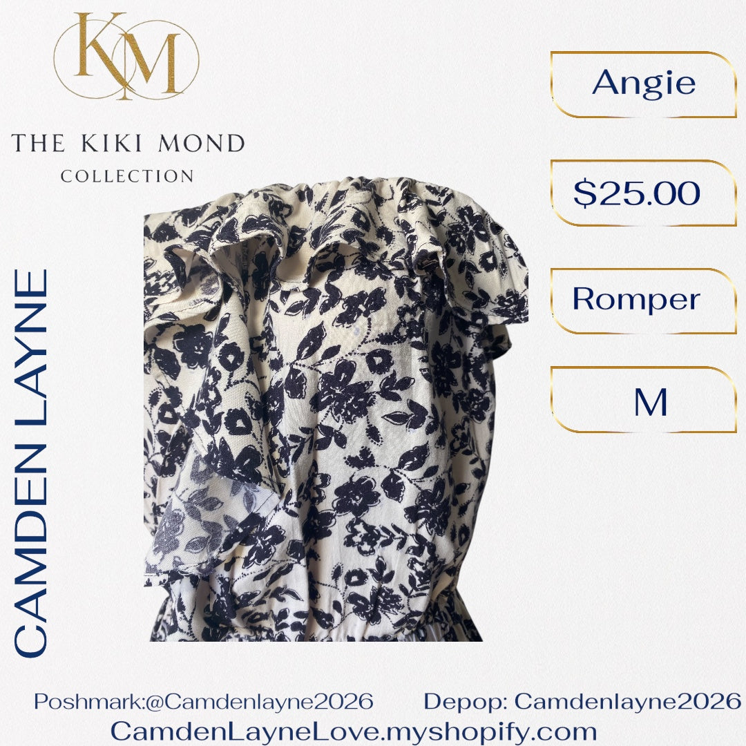 Angie Boho Romper in Black, White & Lilac