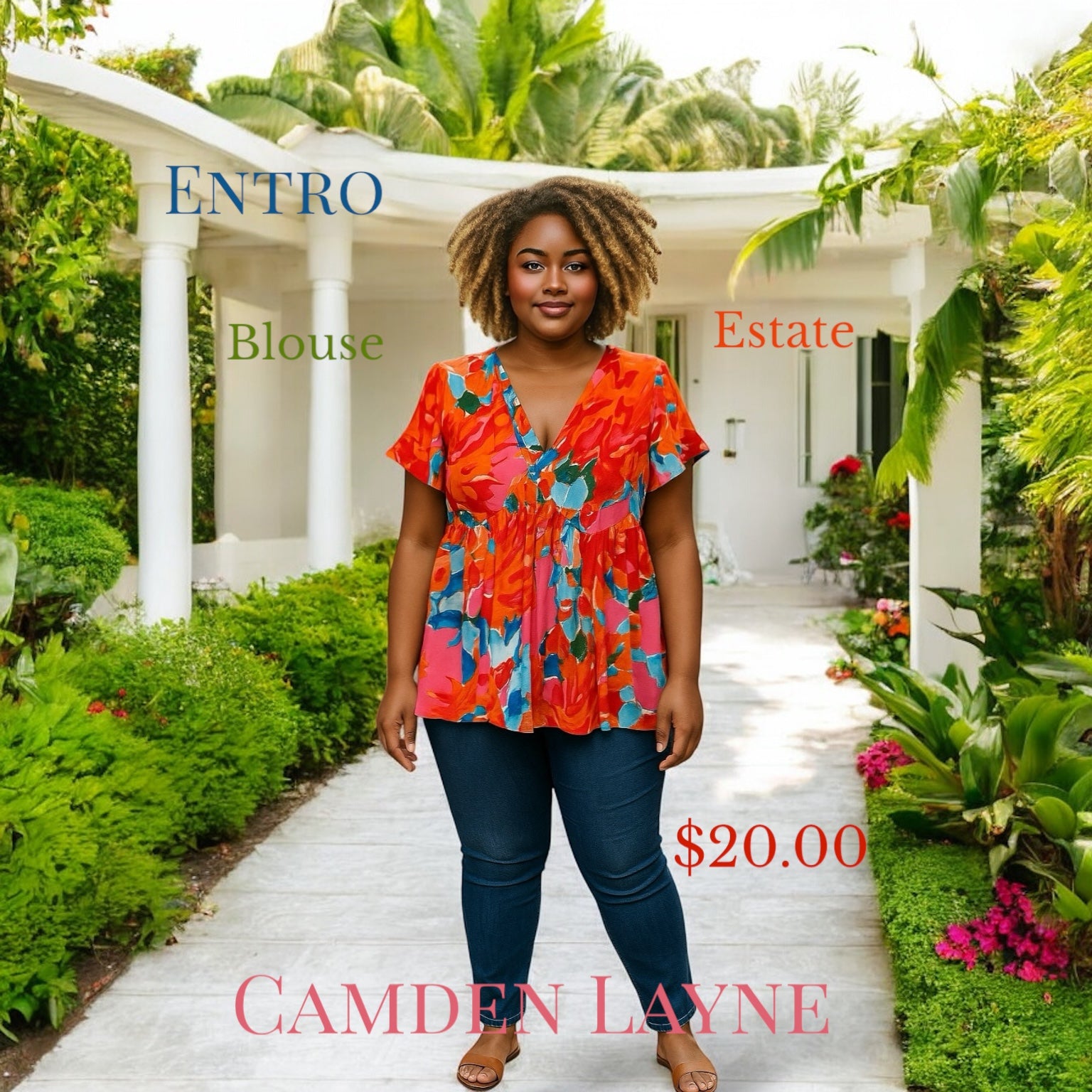 Entro Double V Blouse - Camden Layne