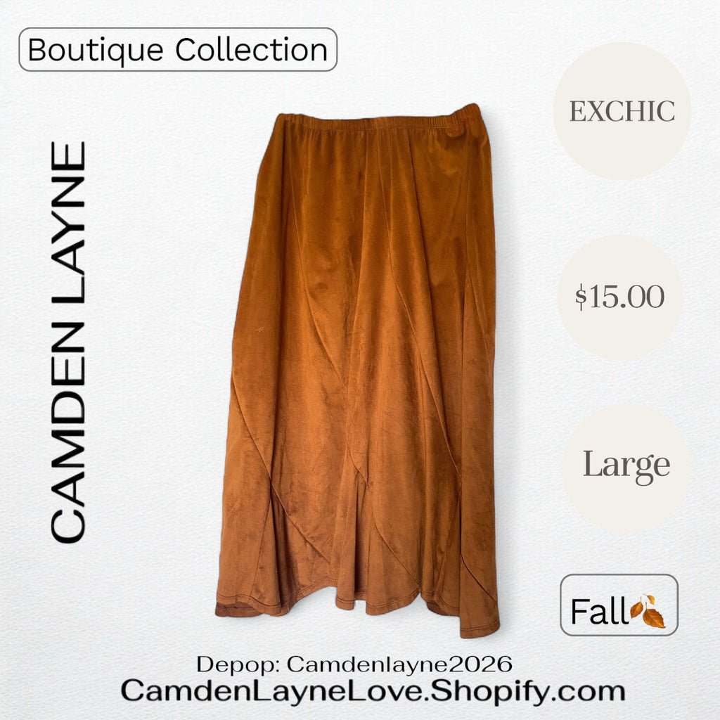 Exchic Faux Suede Long Skirt