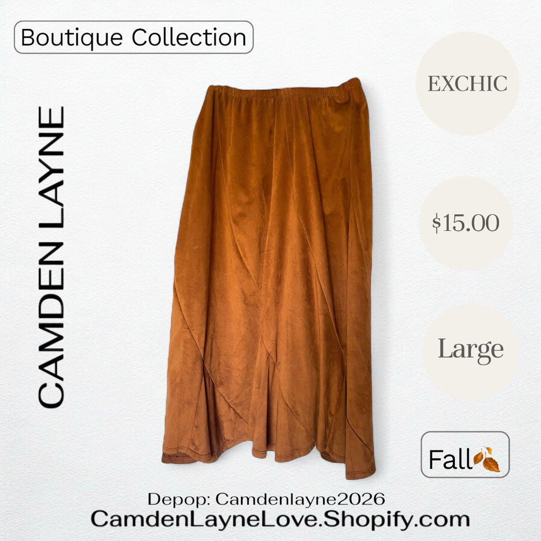Exchic Faux Suede Long Skirt
