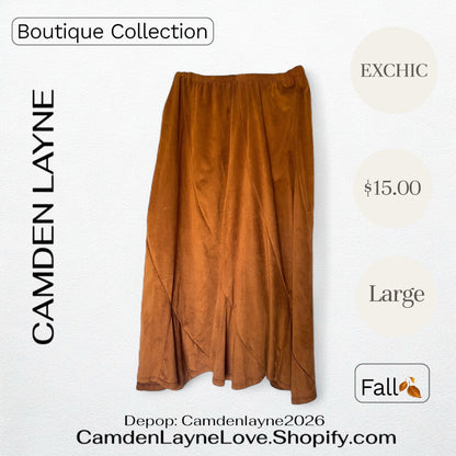 Exchic Faux Suede Long Skirt