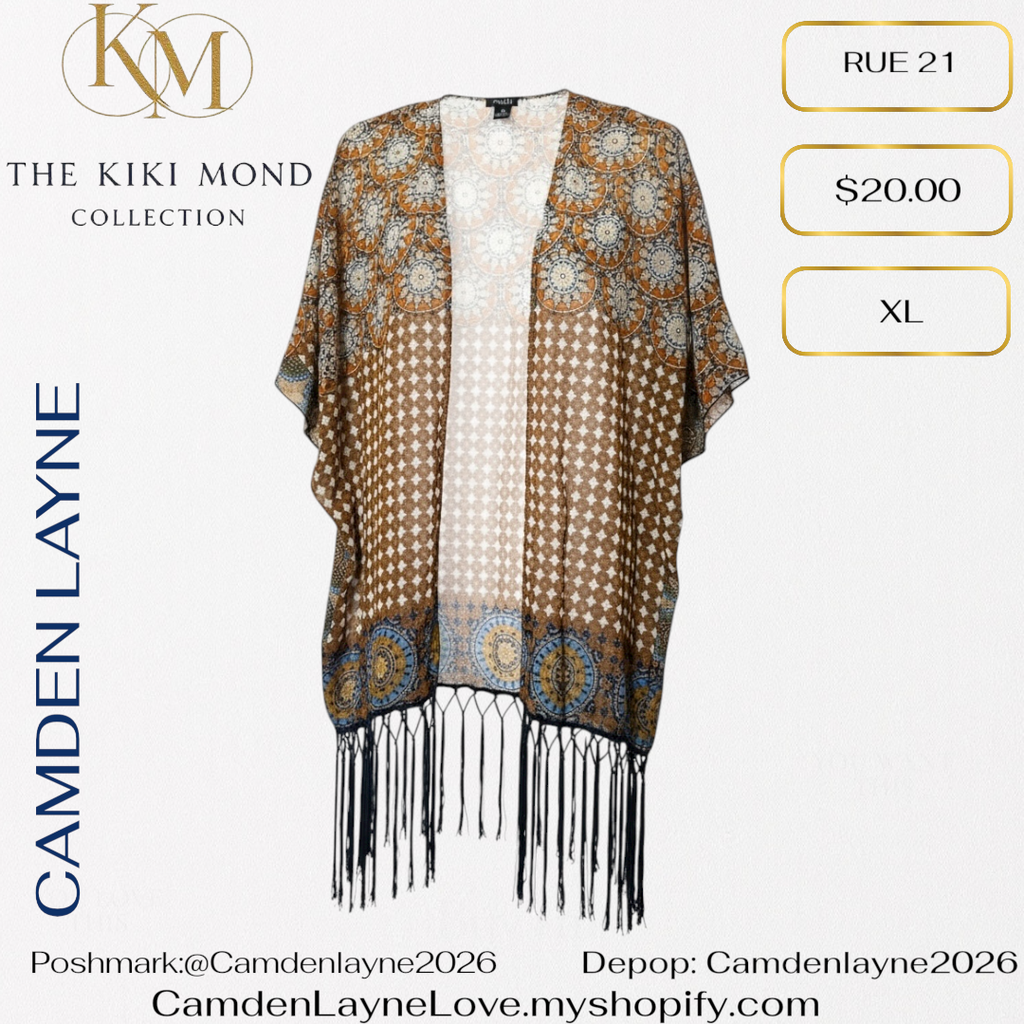 Brown  & Blue Mandala Kimono