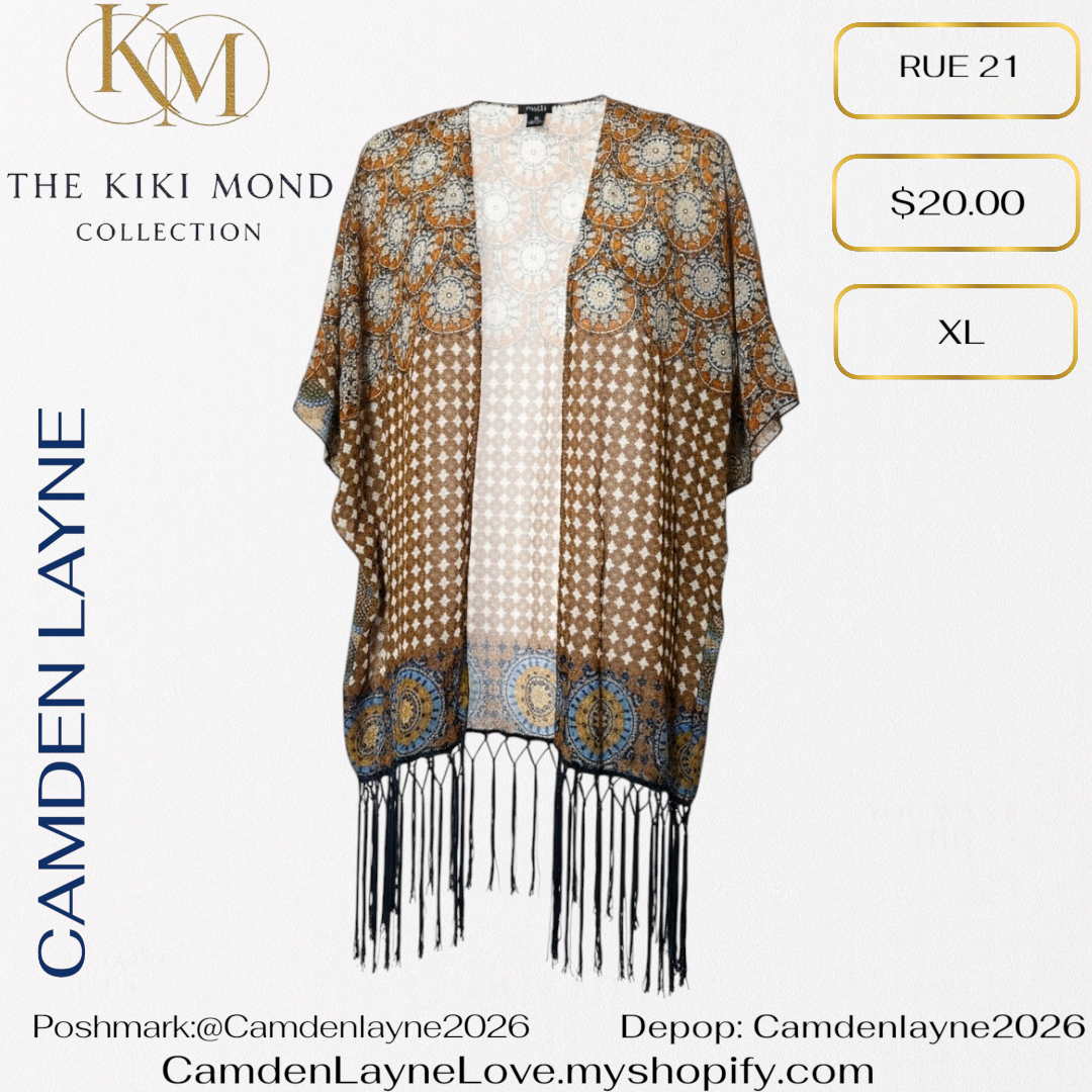 Brown  & Blue Mandala Kimono