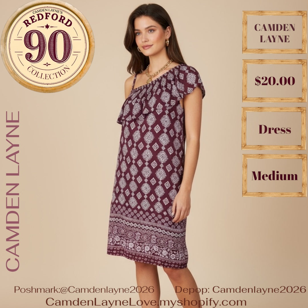 Camden Layne Burgundy off shoulder dress