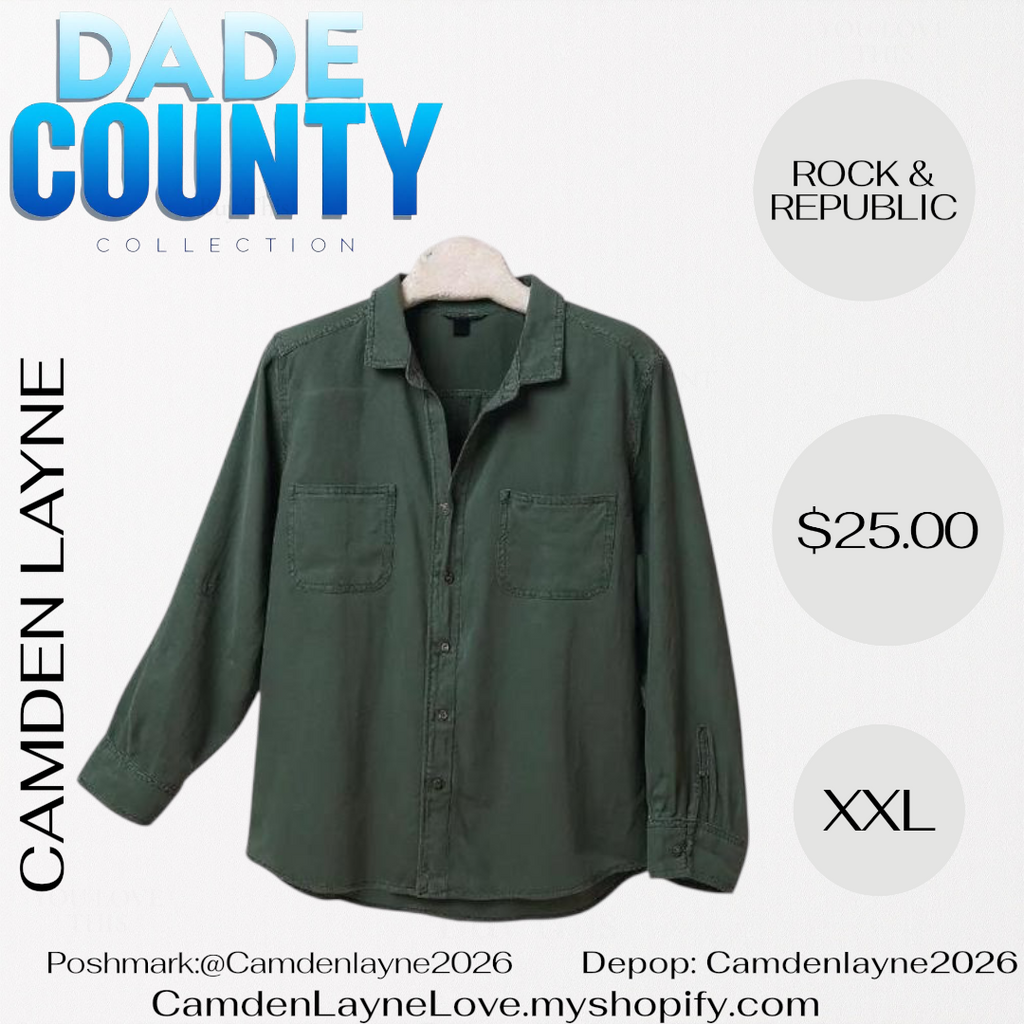 Rock & Republic Co. Green Button Down