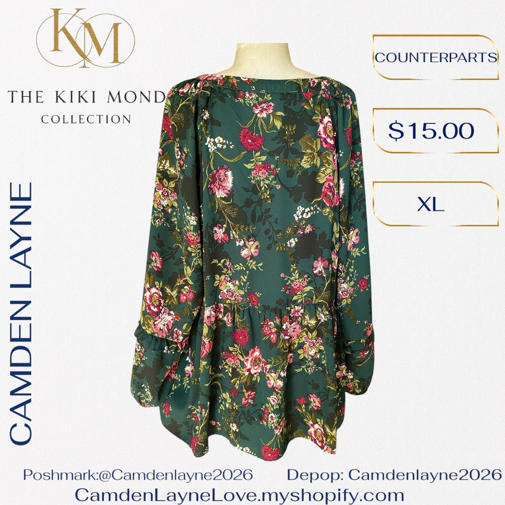 Counterparts Blue Green Floral Blouse