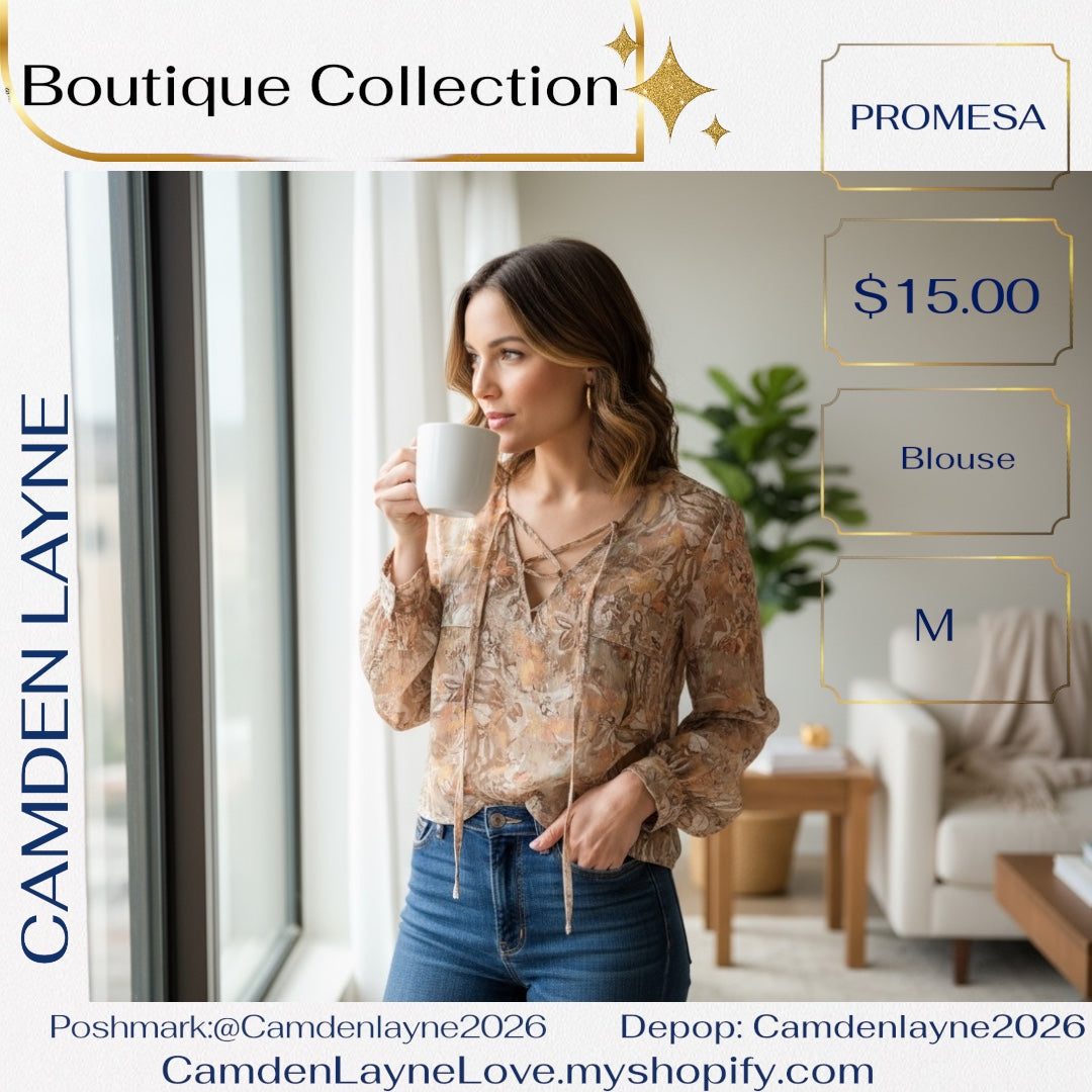 Promesa Cornflower Print Short Blouse