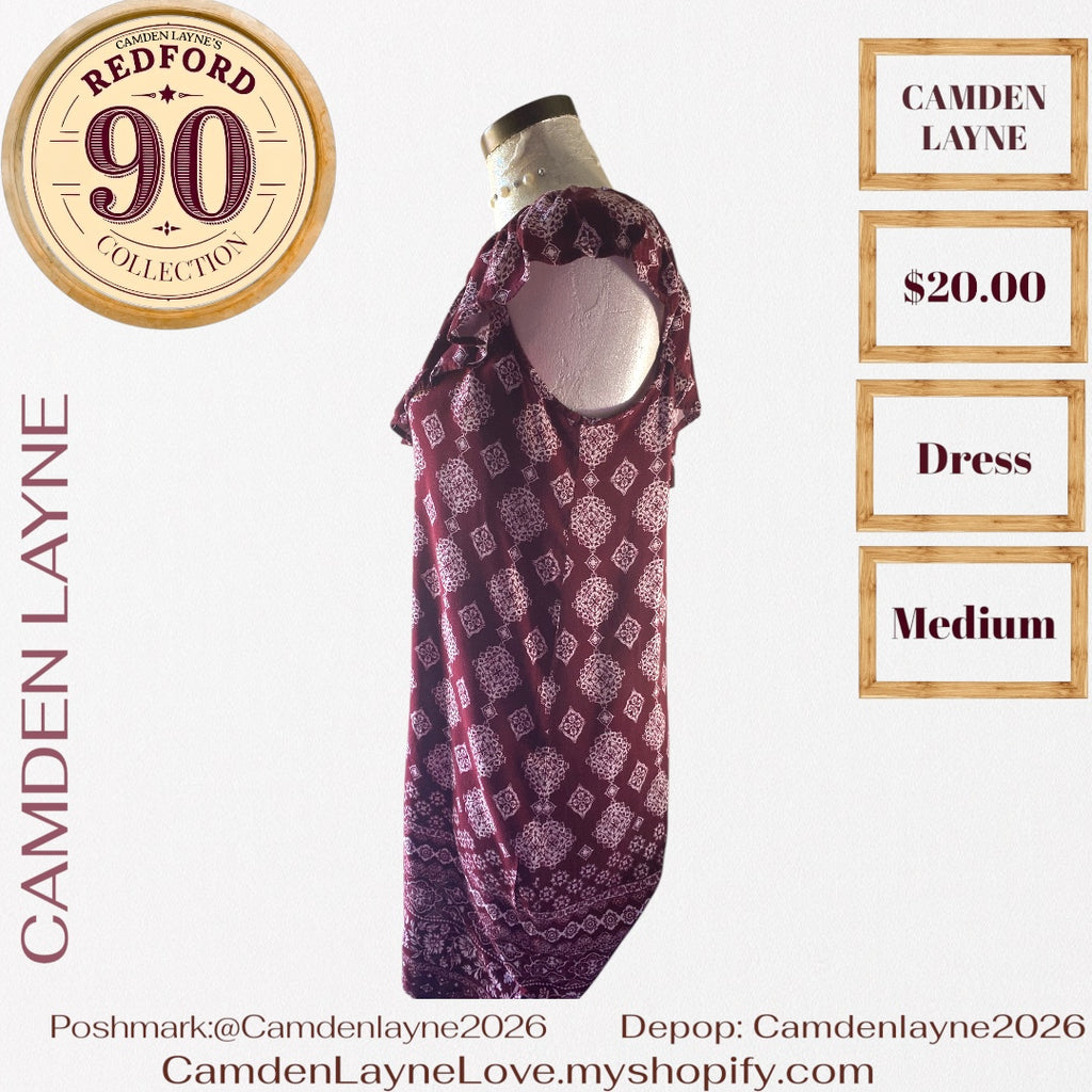 Camden Layne Burgundy off shoulder dress