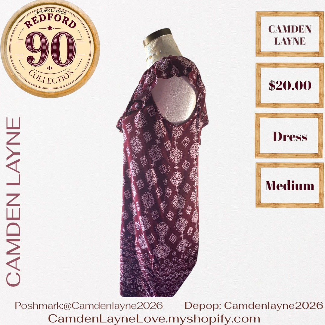 Camden Layne Burgundy off shoulder dress