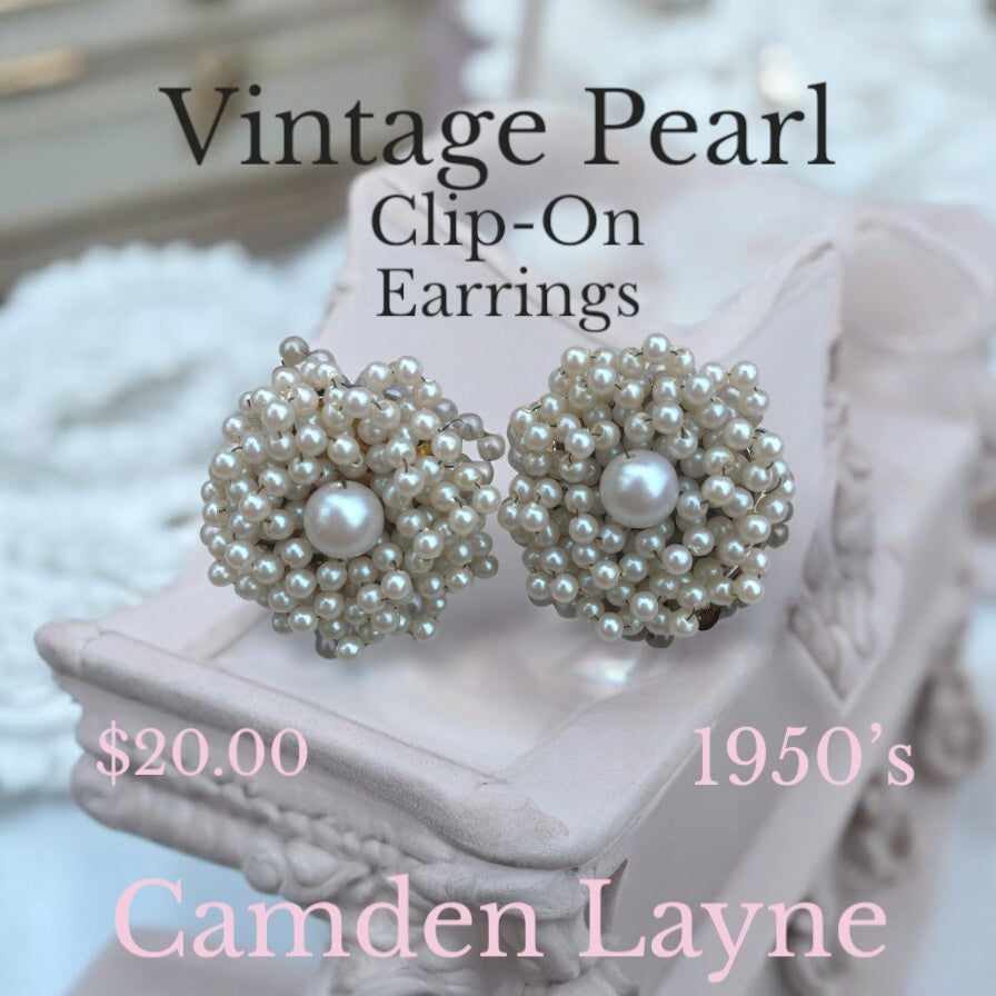 Vintage Pearl Clip On Earrings - Camden Layne