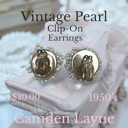 Vintage Pearl Clip On Earrings - Camden Layne