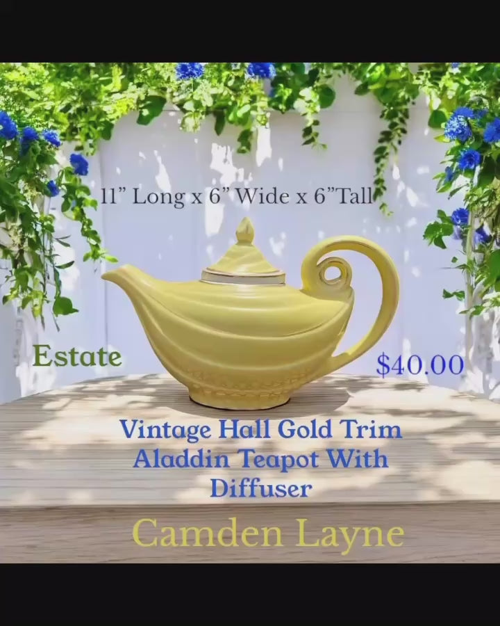 Vintage Hall Gold Trim Aladdin Teapot With Diffuser