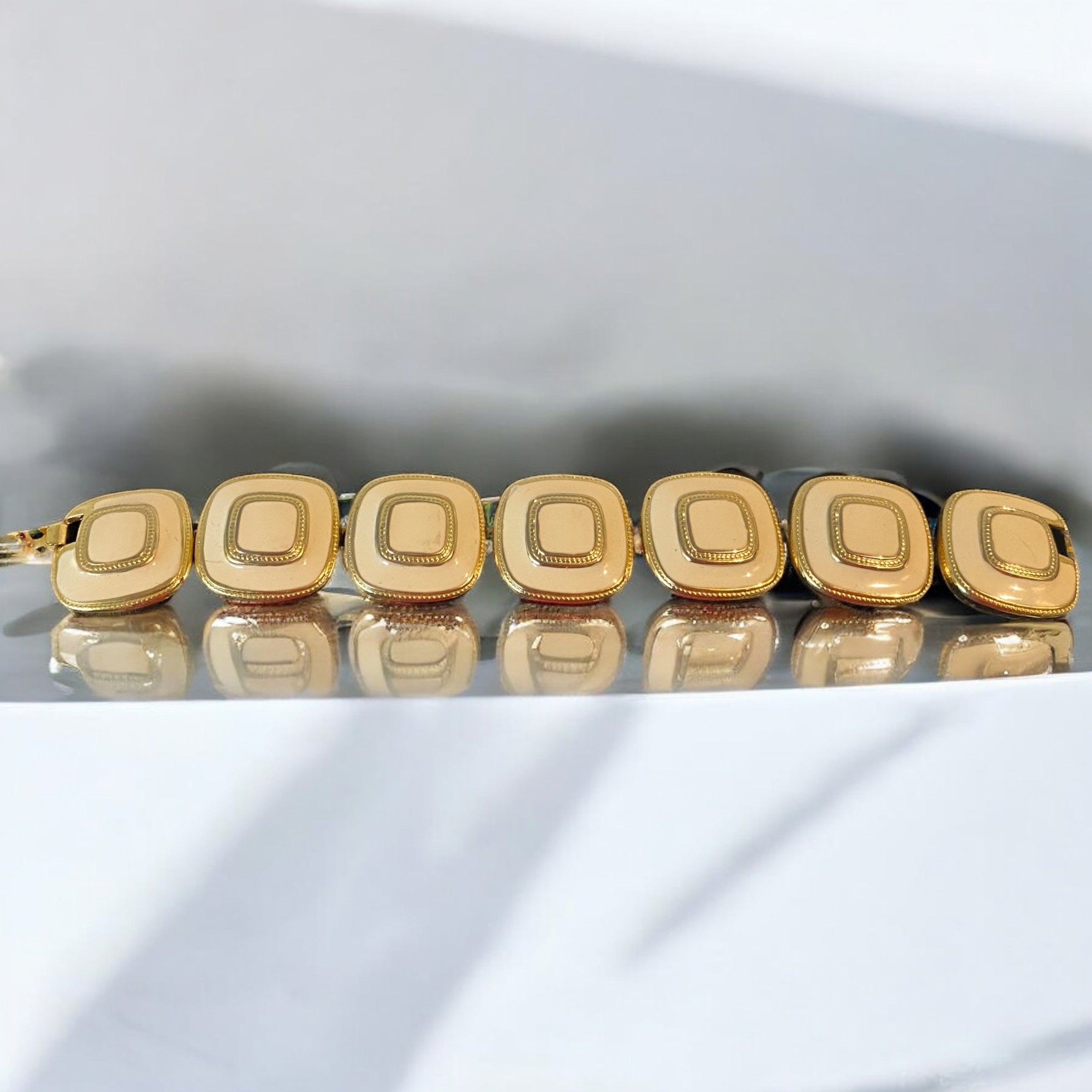 Gold & Cream Enamel Bracelet