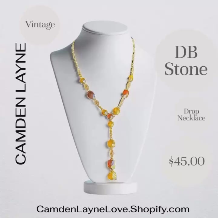 Vintage DB Stone Amber Drop Necklace